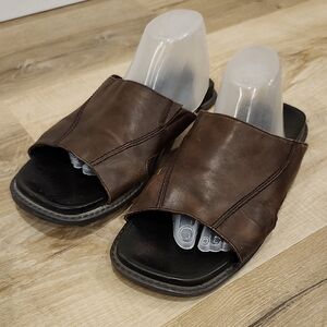 Aldo Men's Brown Leather Slide Sandals